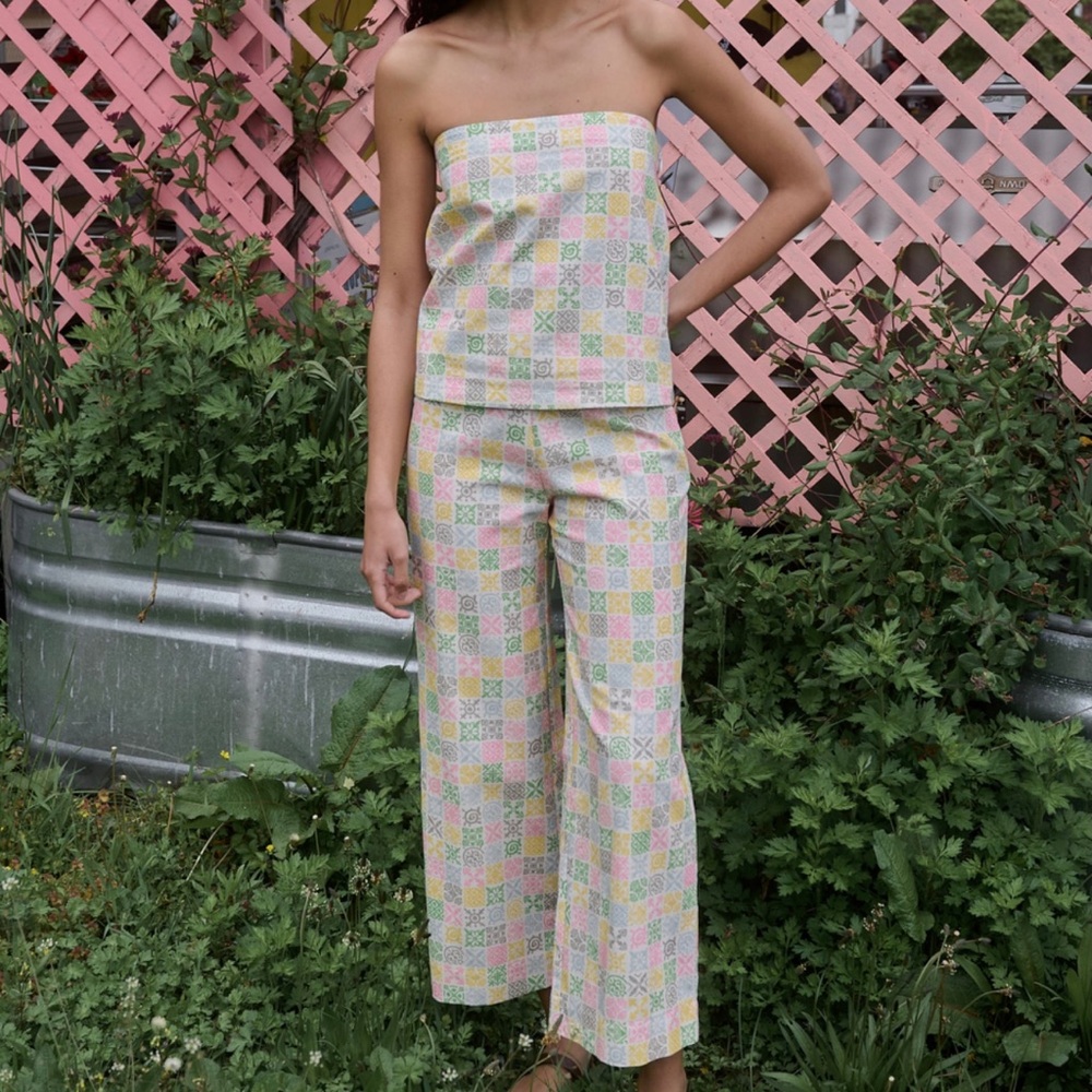 Coco Shop - Strapless Top in Tofu Checkerboard